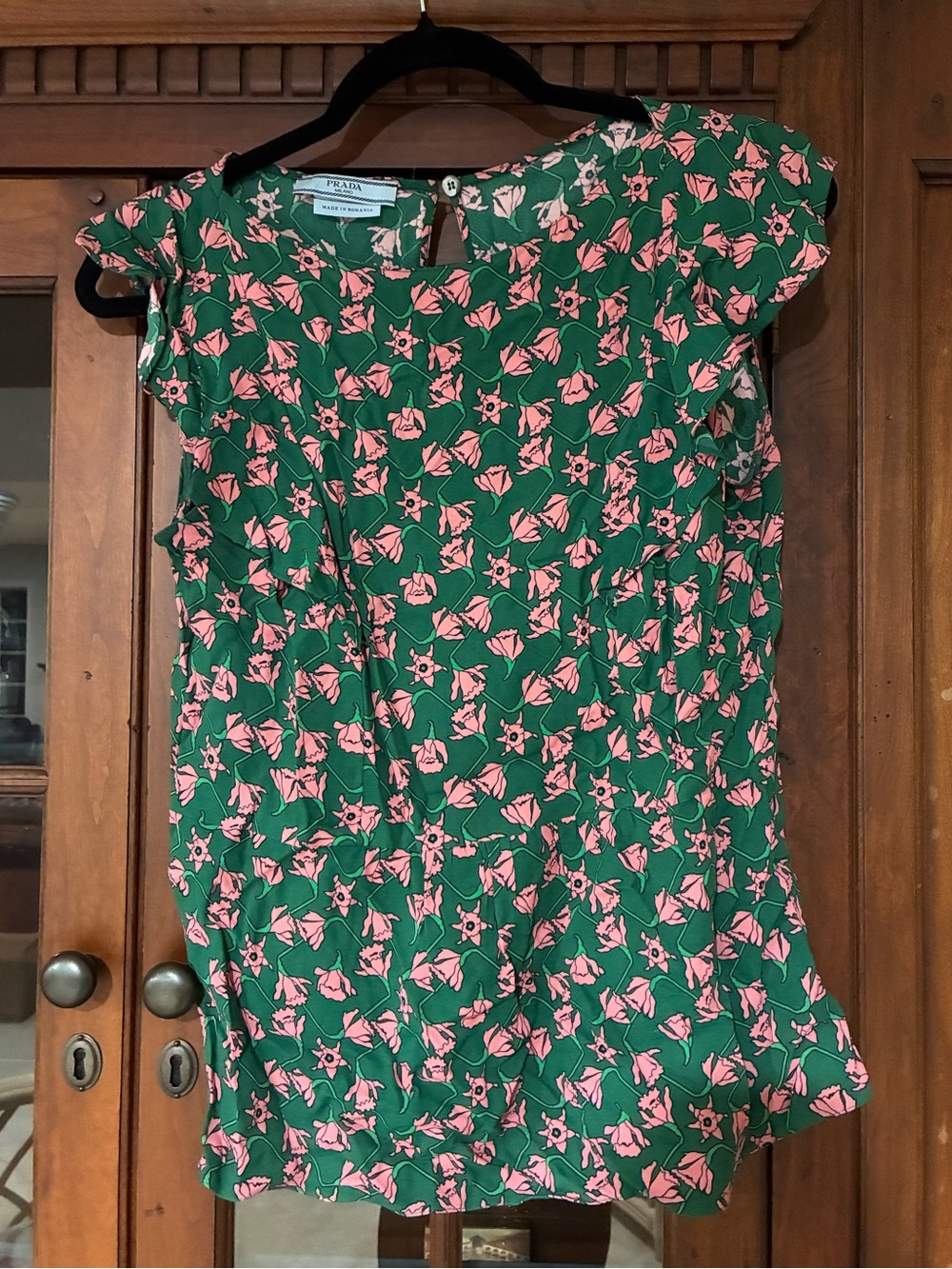 Prada floral ruffle blouse